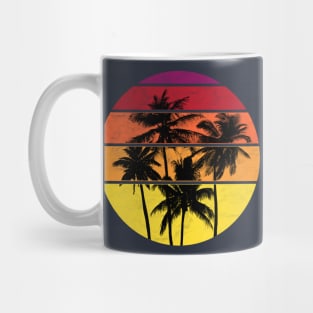 Retro Palm Tree Sunset Grid Mug